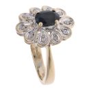 9ct Yellow Gold .10ct Diamond and Sapphire Cluster Ring