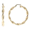 14ct Yellow Gold Greek Key Twist Hoop Earrings