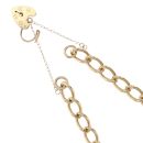 9ct Yellow Gold Heart Lock Charm Bracelet 7"