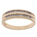9ct Yellow Gold 0.25ct Brilliant Cut Diamond Two Row Ring