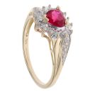 9ct Yellow Gold 0.05ct Diamond And Created Ruby Cluster Ring