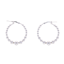 Silver Beaded Hoop Earrings by Icesia