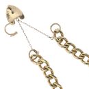 9ct Yellow Gold Heart Lock Charm Bracelet 7"