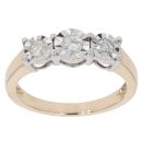 9ct Yellow Gold 0.25ct Brilliant Cut Diamond Trilogy Ring