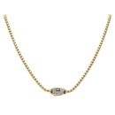 14ct Yellow Gold Monaco Beaded Cubic Zirconia Pave Lock Chain 18"