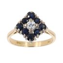 18ct Yellow Gold 0.25ct Diamond And Sapphire Cluster Ring