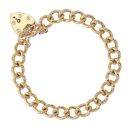 9ct Yellow Gold Heart Charm Bracelet 7"