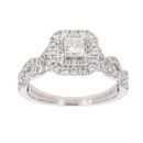 Vera Wang 18ct White Gold 0.95ct Princess And Brilliant Cut Diamond Vera Wang Cluster Ring