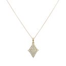 9ct Yellow Gold 1.15ct Tinted Diamond Cluster Pendant and Chain 18"