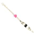 Children's 14ct Yellow Gold Pink Heart ID Bracelet 5.5"