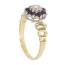 18ct Yellow Gold Sapphire and 0.25ct Diamond Cluster Ring