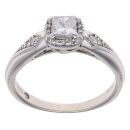 9ct White Gold 0.45ct Halo Solitaire Diamond Ring