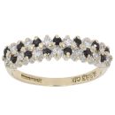 9ct Yellow Gold Cubic Zirconia and Sapphire Two Row Fancy Ring