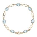 9ct Yellow Gold Blue Topaz Bracelet 7.5"
