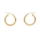 9ct Yellow Gold Bark Hoop Earrings