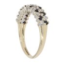 9ct Yellow Gold Cubic Zirconia and Sapphire Two Row Fancy Ring