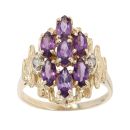 9ct Yellow Gold 0.02ct Diamond And Amethyst Ring