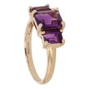 9ct Yellow Gold Three Stone Amethyst Ring