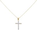 Gold Plated Silver Cubic Zirconia Cross Pendant And Chain 18"
