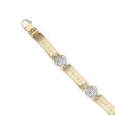 14ct Yellow And White Gold Greek Key And Lion Fancy Bracelet 8"