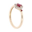 9ct Yellow Gold Ruby and 0.06ct Diamond Cluster Ring