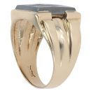 9ct Yellow Gold Hematite Patterned Signet Ring