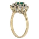 18ct Yellow Gold 0.80ct Diamond and Emerald Cluster Ring