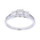 18ct White Gold 0.80ct Brilliant Cut Diamond Trilogy Ring