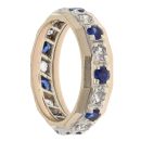 9ct Yellow Gold Created Sapphire and Cubic Zirconia Ring