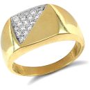 9ct Yellow Gold Half Cubic Zirconia Signet Ring