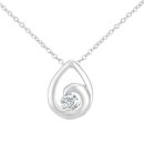 9ct White Gold Solitaire Teardrop Diamond Pendant Necklace