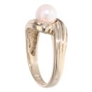 9ct Yellow Gold Pearl Single Stone Twist Ring