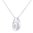 9ct White Gold Solitaire Teardrop Diamond Pendant Necklace