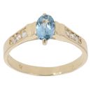 14ct Yellow Gold Cubic Zirconia and Blue Topaz Solitaire Ring