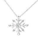 9ct White Gold Diamond Snowflake Pendant Necklace