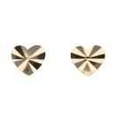 9ct Yellow Gold Diamond Cut Heart Stud Earrings