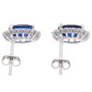 Silver Cubic Zirconia Blue Cluster Earrings by Icesia