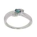 9ct White Gold 0.05ct Diamond And Emerald Ring