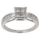 18ct White Gold 0.60ct Princess Cut Diamond Cluster Ring