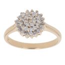 9ct Yellow Gold Cubic Zirconia Cluster Ring