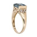 9ct Yellow Gold Blue Topaz And Cubic Zirconia Ring
