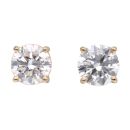 Lab Grown 9ct Yellow Gold 1.70ct Diamond Solitaire Stud Earrings