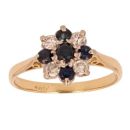 18ct Yellow Gold 0.20ct Diamond And Sapphire Cluster Ring