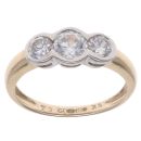 9ct Yellow Gold Cubic Zirconia Three Stone Ring