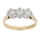 18ct Yellow Gold 0.90ct Brilliant Cut Diamond Trilogy Ring