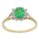 18ct Yellow Gold 0.05ct Diamonds and Created Emerald Dress Ring