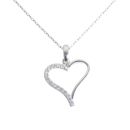 Silver Cubic Zirconia Heart Pendant And Chain by Icesia