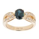 14ct Yellow Gold 0.20ct Diamond And Sapphire Solitiare Ring