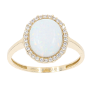 9ct Yellow Gold Created Opal And Cubic Zirconia Cluster Ring
