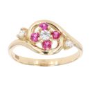 Children's 14ct Yellow Gold Pink Gemstone And Cubic Zirconia Ring